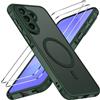 iVoler Cover Magnetica per Samsung Galaxy A57 5G, 2 Pezzi Vetro Temperato, Antiurto Militare, Custodia Opaca Sottile Anti-Impronte, Verde Profondo