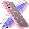 iVoler Cover Magnetica per Samsung Galaxy A57 5G con 2 Pezzi Pellicola Vetro Temperato, [Antiurto di Grado Militare] Custodia Traslucida Opaca Sottile Anti-Impronte MagSafe Case, Opaca Rosa