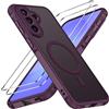 iVoler Cover Magnetica per Samsung Galaxy A57 5G con 2 Pezzi Pellicola Vetro Temperato, [Antiurto di Grado Militare] Custodia Traslucida Opaca Sottile Anti-Impronte MagSafe Case, Opaca Bordeaux
