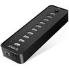 ORICO 10 Portes Hub USB 2.0 con Interruttore di Alimentazione e Adattatore di Alimentazione 30W (12V2.5A), Hub Dati a 480 Mbps di Velocità per PC Desktop Computer Notebook MacBook iMac