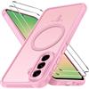 iVoler Cover Magnetica per Samsung Galaxy A56 5G con 2 Pezzi Pellicola Vetro Temperato, [Antiurto di Grado Militare] Custodia Traslucida Opaca Sottile Anti-Impronte MagSafe Case, Opaca Rosa