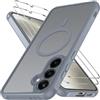 iVoler Cover Magnetica per Samsung Galaxy S24 5G / S25 5G con 2 Pezzi Pellicola Vetro Temperato, Custodia Traslucida Opaca Sottile Anti-Impronte MagSafe Case, Opaca Grigio