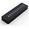 ORICO 10 Portes Hub USB 3.0 con Interruttore di Alimentazione e Adattatore di Alimentazione 45W (12V4A), Hub Dati a 5 Gbps di Alta Velocità per PC Desktop Computer Notebook MacBook iMac