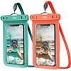 YOSH Custodia Impermeabile Smartphone 2 Pezzi, IPX8 Custodia Telefono Subacquea con Cordón, Cover Impermeabile per iPhone 17 16 15 14 Pro Samsung Galaxy S26 S25 S24 S23 Fino a 7,0" Verde e Arancio