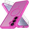 iVoler Cover Magnetica per Samsung Galaxy S24 5G / S25 5G con 2 Pezzi Pellicola Vetro Temperato, Custodia Traslucida Opaca Sottile Anti-Impronte MagSafe Case, Opaca Rosa Calda