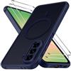iVoler Cover Magnetica per Samsung Galaxy A56 5G con 2 Pezzi Pellicola Vetro Temperato, [Antiurto di Grado Militare] Custodia Traslucida Opaca Sottile Anti-Impronte MagSafe Case, Opaca Blu Profondo