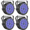 Ukfog 4PCS RGBWA UV 200W Par LED, 18 Luci da Palco D MX 7/10CH con Stroboscopio e Attivazione Sonora, Illuminazione Discoteca per Spettacoli Bar Feste Matrimoni Halloween