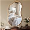 MAMIZO Specchio asimmetrico, 66 x 116 cm, specchio da parete di forma irregolare, vetro temperato, cornice in alluminio, specchio decorativo, specchio da trucco unico, specchio da bagno, oro