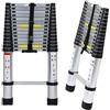 Tubiaz - Scala telescopica in alluminio, blocco di sicurezza su più gradini, allungabile, antiscivolo, multiuso, carico massimo 150 kg, 4,4 m