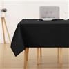 Deconovo Tovaglia Impermeabile Copritavolo Moderno Tinta Unita un Pezzo in Tessuto Oxford Tavolo per Salatto e Cucina 130x130 CM Nero