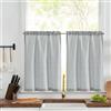 TOPICK Tende a righe in lino con strisce, opache, per cucina, sala da pranzo, bagno, piccola finestra, 65 x 60 cm, blu su beige