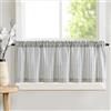 TOPICK Tenda a righe in lino con strisce, opaca, corta, per cucina, sala da pranzo, bagno, piccola finestra, 1 pezzo, 125 x 40 cm, blu su beige