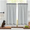 TOPICK Tende a righe in lino con strisce, opache, per cucina, sala da pranzo, bagno, piccola finestra, 65 x 116 cm, blu su beige