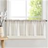TOPICK Tenda Semitrasparente per Finestra in Lino a Righe, per Piccole Finestre Cucina Soggiorno Casa di Campagna, 1 Tenda da 125 x 45 cm, Grigio su Beige