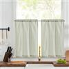 TOPICK Tende a righe in lino con strisce, opache, per cucina, sala da pranzo, bagno, piccola finestra, 65 x 60 cm, verde su beige