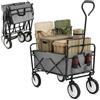 MAMIZO Carrello Pieghevole, 98L Carico Massimo 80 kg Carrello a Mano da Giardino, Carrello da Spiaggia, per Il Trasporto, con Tasca Laterale, per Attività All'aperto, Spiaggia, Campeggio, Grigio