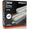 Eurocali 2x Plafoniera LED a 2 Tubi 36W Impermeabile (2x 18W) Trasparente IP65 3700 lumen - Forma: Tubolare - Luce Bianco Freddo 6500K - Fascio Luminoso 120°