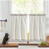 TOPICK Tende a righe in lino con strisce, opache, per cucina, sala da pranzo, bagno, piccola finestra, 65 x 60 cm, grigio su beige