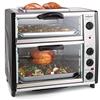 Oneconcept All-You-Can-Eat - Fornetto Elettrico, Forno, Doppia Area di Cottura, Doppio Timer, Griglia BBQ sulla Parte Superiore, 2400 W, 60-240°C, Vol: 42 L, Argento