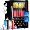 KLARSTEIN Mini Frigo da Camera per Birra, Frigo Portatile da Camera, Frigo Piccolo da Ufficio, Mini Frigo da Ufficio con Porta in Vetro, Mini Frigo Bar da Camera con Ripiani Rimovibili, 0-20°C, 147L