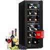 KLARSTEIN Cantinetta Vino Refrigerata a Zona Doppia per Interno/Esterni, Frigo Bar, Cantina Vino con Vetrina, Mini Frigo con Protezione UV, Frigorifero Piccolo Touch Control, 5-18°C 12 Bottiglie