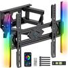 PERLESMITH Supporto TV Parete Luci LED TV 25″ - 70″ Fino a 45 kg, Staffa TV a Doppio Braccio Orientabile, Luci di Retroilluminazione Sincronizzate, VESA Massimo 400x400mm