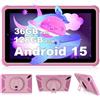 Generico Tablet 7 pollici Android 15 Tablet 36 GB RAM + 128 GB ROM, 6500 mAh, 5G Wi-Fi,5MP + 8 MP,Rosa