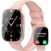 Puqo Smartwatch Uomo Donna, Nuovo 1,95'' Orologio Smartwatch Effettua/Risposta Chiamate, 112 Modalità Sportive Fitness Tracker con Contapassi/Sonno/Cardiofrequenzimetro, IP68 Smart Watch, Rosa