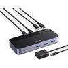 UGREEN Switch USB C 3.2 10Gbps Commutatore KVM Porte per 2 PC Ingressi 4 Uscite Sincronizzazione di File per Tastiera e Mouse con Controller della Scrivania e Cavi Inclusi