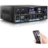Woopker AK55 Amplificatore Audio Bluetooth 5.0, Amplificatore HiFi Stereo, 70wx2 potenza nominale 2.0 CH Mini Amplificatore Ricevitore Stereo Amp per auto Home Theater, W/2 Mic/SD/RCA/USB/FM Radio