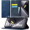 Ailicici Custodia a portafoglio per Xiaomi Poco X8 Pro Max, in pelle, con pellicola protettiva, per Xiaomi Poco X8 Pro Max, in pelle, scomparto per carte di credito, blocco RFID, a portafoglio