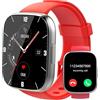 Puqo Smartwatch Uomo Donna, Nuovo 1,95'' Orologio Smartwatch Effettua/Risposta Chiamate, 112 Modalità Sportive Fitness Tracker con Contapassi/Sonno/Cardiofrequenzimetro, IP68 Smart Watch, Rosso