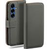 moex Custodia a libro per Samsung Galaxy S25, con scomparto per carte di credito, pieghevole a 360 gradi, in pelle PU, colore: grigio