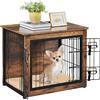 Yaheetech Gabbia per Cani Gatti Tavolino Armadietto con Doppie Porte a Rete in Legno da Interno 69 × 51 × 61 cm Marrone Rustico
