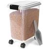 Nobleza - Contenitore per Animali da 20 L, Animali Domestici Scatola di Alimenti con Ruote Contenitore, Coperchio Ribaltabile, Ermetico, Trasparente, Ruote e Pala, per Cibo per Cani e Gatti, Grigio
