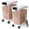 Nobleza - 2 Pezzi Contenitore per Animali da 20 L, Animali Domestici Scatola di Alimenti con Ruote Contenitore, Coperchio Ribaltabile, Ermetico, Trasparente, Ruote e Pala, per Cibo per Cani e Gatti