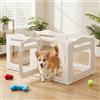 Clevich Recinto per Cani da Interno in Acrilico 129 × 68 × 60 cm, 5 PCS +1 Pannelli con Porta a Chiusura, Recinto per Cani Pieghevole con Ventose, Parco adatto per Appartamento, Bianco