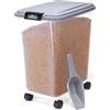 Nobleza - Contenitore per Animali da 30 L, Animali Domestici Scatola di Alimenti con Ruote Contenitore, Coperchio Ribaltabile, Ermetico, Trasparente, Ruote e Pala, per Cibo per Cani e Gatti, Grigio