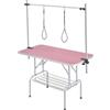 Yaheetech Tavolo da Toelettatura Cani Tosatura per Cani Gatti Animali Rosa | Pieghevole, in MDF e Acciaio, Vassoio in Rete, Anti-Scivolo, Bordi Arrotondati e Corde di Fissaggio,118 x 60.9 x 177 cm