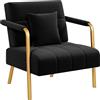 Yaheetech Divano Imbottito con Braccioli Divano Singolo da Salotto 75,5 × 72,5 × 76 cm Sofa Piccolo in Velluto con Cuscino Gambe in Metallo per Soggiorno Sala d'Attesa Ufficio Casa Nero