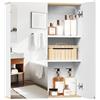 EUGAD Armadietto da Bagno Pensile, Specchio Contenitore con 2 Ripiani Interni Regolabili, Mobile Sospeso da Bagno Salvaspazio con 2 Ante, Mobiletto Bianco e Rovere 60x20x75cm