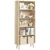 WOLTU Libreria a 5 Ripiani Aperti, Porta Libri Autoportante, Scaffale Portaoggetti per Camera da Letto, Soggiorno, Ufficio, in Legno, Colore Rovere Chiaro, 60x24x144cm, SK022hei