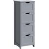 WOLTU Mobile da Bagno, Mobiletto Bagno Salvaspazio, con 4 Cassetti, 30 x 30 x 82 cm, Armadio Autoportante, per Sala da Pranzo, Cucina, Stile Moderno, Grigio BZS07hgr