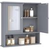 eSituro Armadietto Bagno con Specchio a Ante e Ripiani Regolabili Specchiera Contenitore Armadietto a Muro Grigio, 56x58,3x13cm