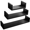WOLTU Mensole da Muro Mensola a Cubo Scaffale Parete Decorazione per Cameretta Salotto Libreria CD Legno MDF Moderno 3 Pezzi Diametri Diversi Nero RG9239sz