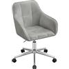 WOLTU Sedia Ufficio in Velluto con Braccioli e Rotelle, Poltroncina Regolabile in Altezza Girevole, Sedia da Trucco, Grigio Chiaro, BS145hgr