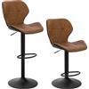EUGAD Coppia Sgabelli Bar Cucina con Schienale, Regolabile, PU Marrone