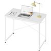 WOLTU Scrivania Salvaspazio, Tavolo da Lavoro 100x50cm, Bianca, Scrivania per Computer, Studio Home Office Camera da Letto, in Legno e Metallo