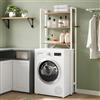 EUGAD Mobile Sopra Lavatrice a 3 Ripiani, Scaffale Coprilavatrice Salvaspazio, Organizer da Bagno Portaoggetti, Mobiletto Sopra WC in Legno e Metallo, Rovere Chiaro e Bianco, 67x20x164cm