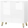 EUGAD Mobile Sottolavabo per Bagno, Armadietto Sotto Lavandino da Terra a 2 Ante, Mobiletto Copricolonna in Legno, con Ripiano Regolabile e Foro per Sifone, Bianco Lucido, 60x30x60cm